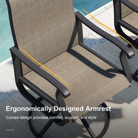 Vicllax Patio Dining Table Set for 8, Outdoor 59" Square Large Metal Table and Swivel Dining Chairs