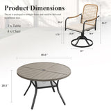 VICLLAX 5-Piece Outdoor Dining Set, 41” Round Metal Table with Umbrella Hole & Solana Swivel Chair