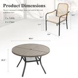 Vicllax 5 PCS Patio Dining Table Set, 41" Round Metal Table with Shelf and Solana Stackable Chair