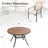 Vicllax 5 PCS Patio Dining Table Set, 41" Round Metal Table with Shelf and Solana Stackable Chair