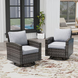 Vicllax Patio Wide Wicker Cushioned Sofa, Outdoor Wicker Chair, Double Lounge Balcony Seat