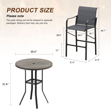Vicllax 3/5 PCS Outdoor Bar Set, Patio High Bar Chairs and Round Bar Table