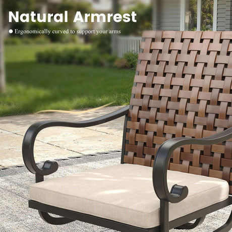 Vicllax 3-Piece Patio Bistro Set, Sierra/Sienna Swivel Chair and 27.6" Metal Square Table