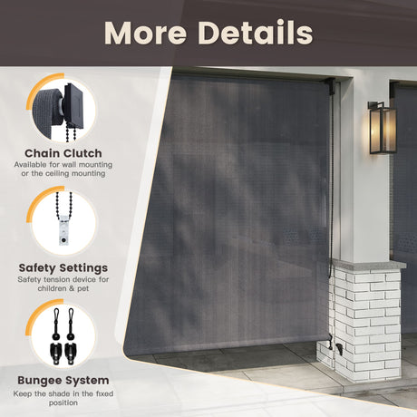 Vicllax Outdoor Sun Blocking Roller Shade, Patio Roll Up Shade Blinds