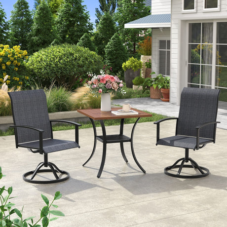 Vicllax 3 Pcs Outdoor Dining Set, 27.6" Square Bar Table and 2 Swivel Chairs