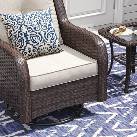 Vicllax Patio Wicker Oasis Lounge Set, 7-Piece Outdoor Sofa Set (Swivel Sofa Chair Set)