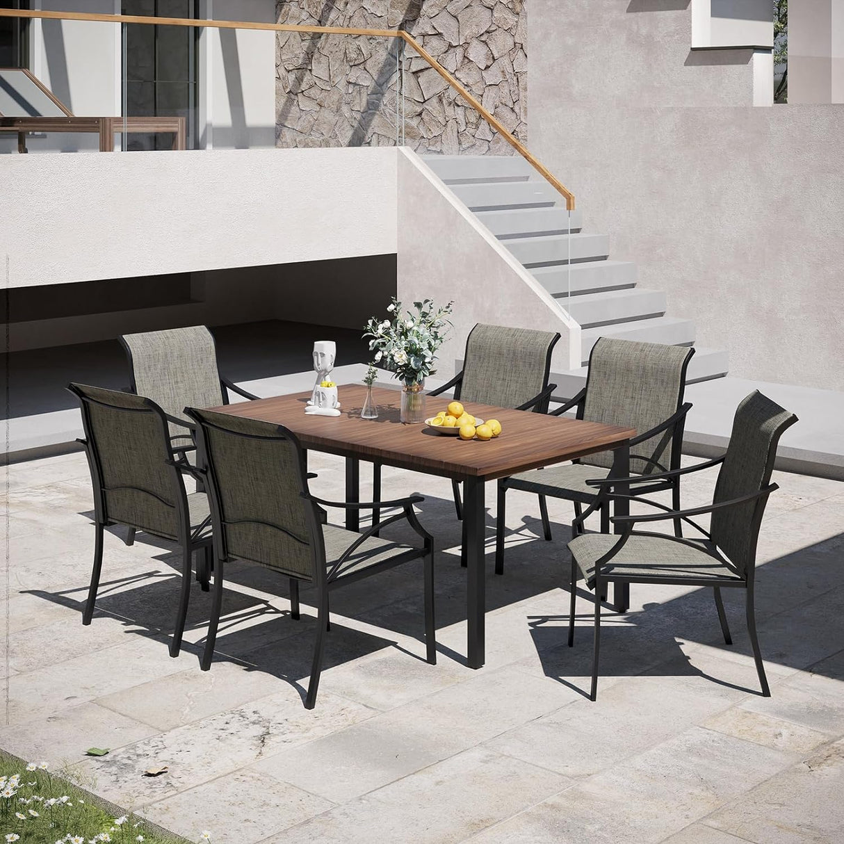 Vicllax Outdoor Patio Metal Dining Table for 4/6