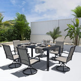 Vicllax 7-Piece Patio Dining Set, Outdoor Dining Table for 6 and Patio Swivel Chairs