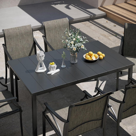 Vicllax 7-Piece Outdoor Dining Set, Rectangle Dining Table for 6 and Patio Dining Chairs