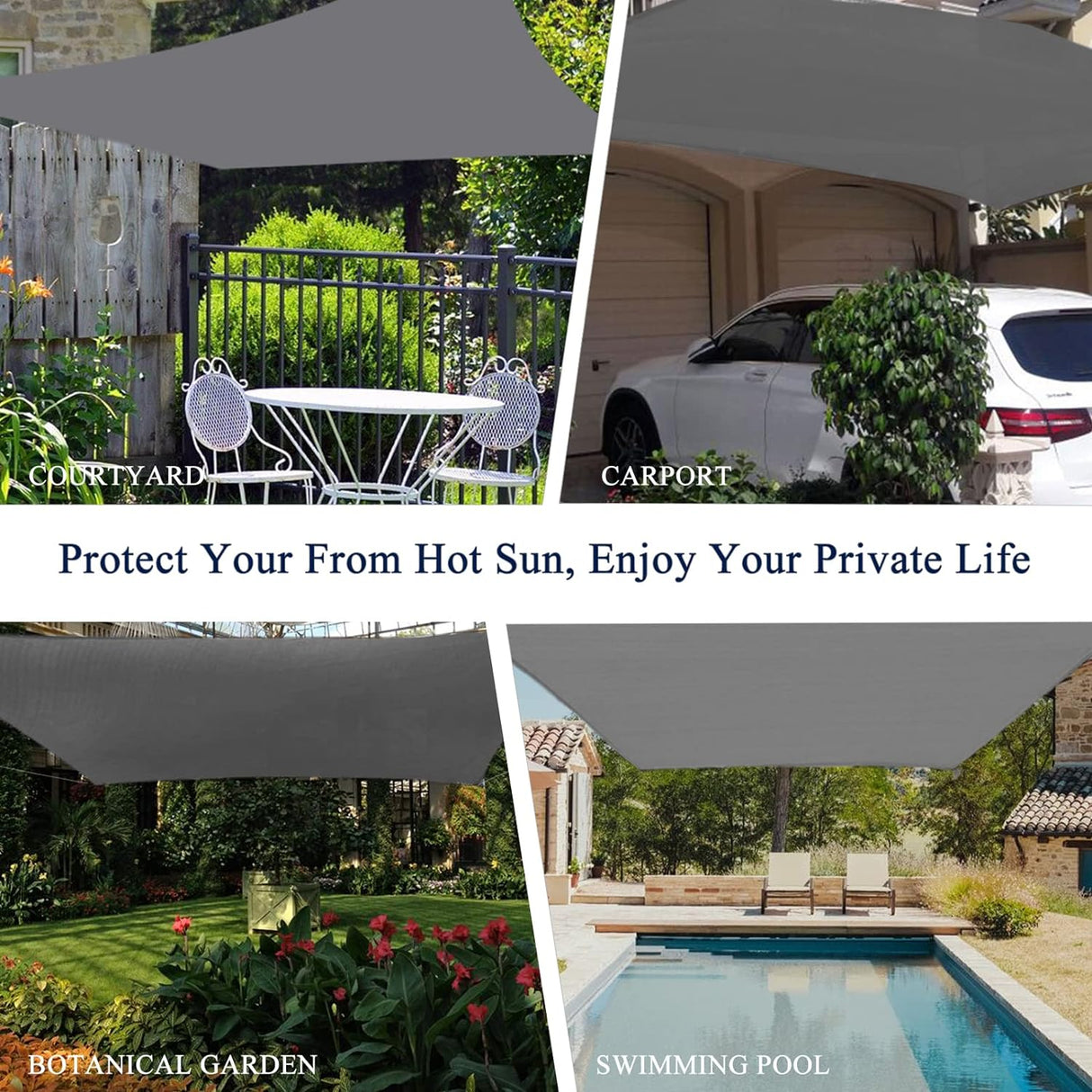 Vicllax Custom Sized 90% Sun Shade Fabric, Shade Cloth, Shade Privacy Panel