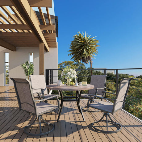 Vicllax Mesa redonda de metal para patio de 42" con orificio para sombrilla ajustable 