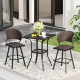 Vicllax 3/5 PCS Outdoor Swivel Bar Set, Patio Wicker Bar Chairs and Square Bar Table