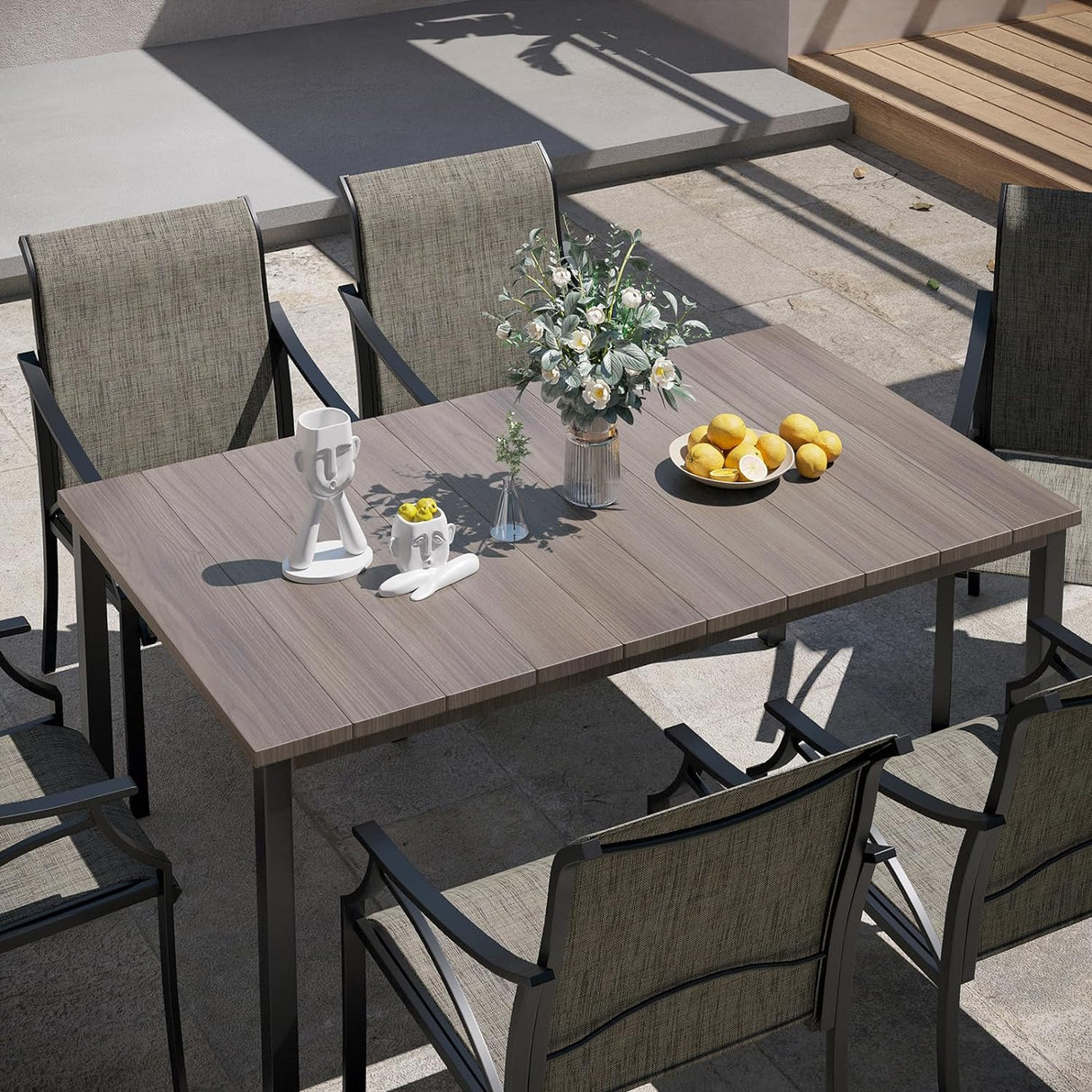 Vicllax Outdoor Patio Metal Dining Table for 4/6