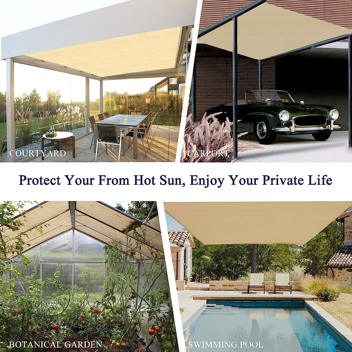 Vicllax Custom Sized 90% Sun Shade Fabric, Shade Cloth, Shade Privacy Panel