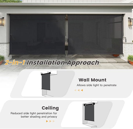 Vicllax Persianas enrollables con bloqueo solar para exteriores, persianas enrollables para patio
