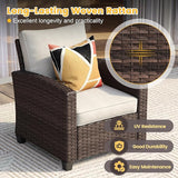 Vicllax Outdoor 5-Piece Wicker Sofa Set with Wicker Fire Table