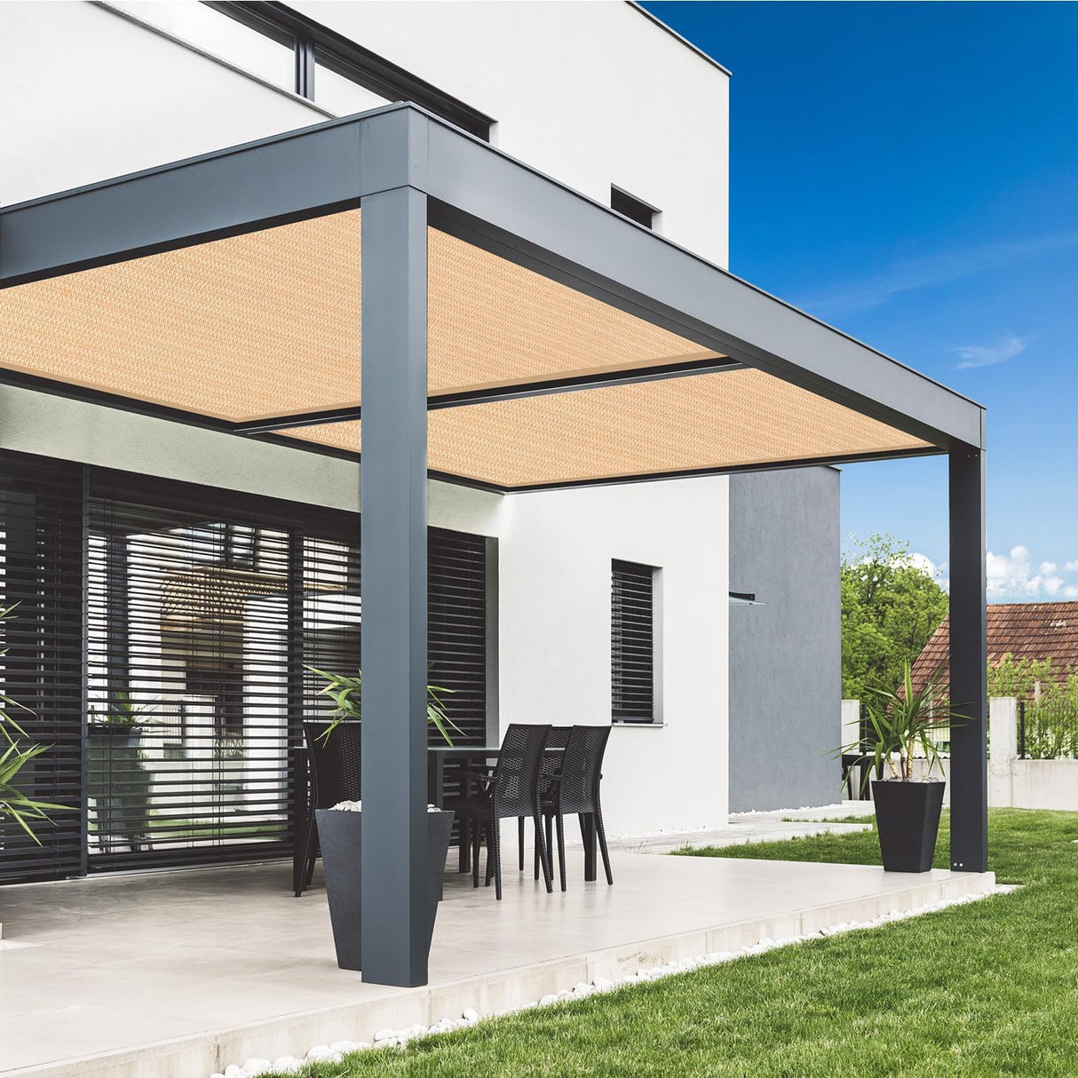 VICLLAX Shade Fabric Sun Shade Cloth Privacy Screen with Grommets for Patio Garden Pergola Cover Canopy