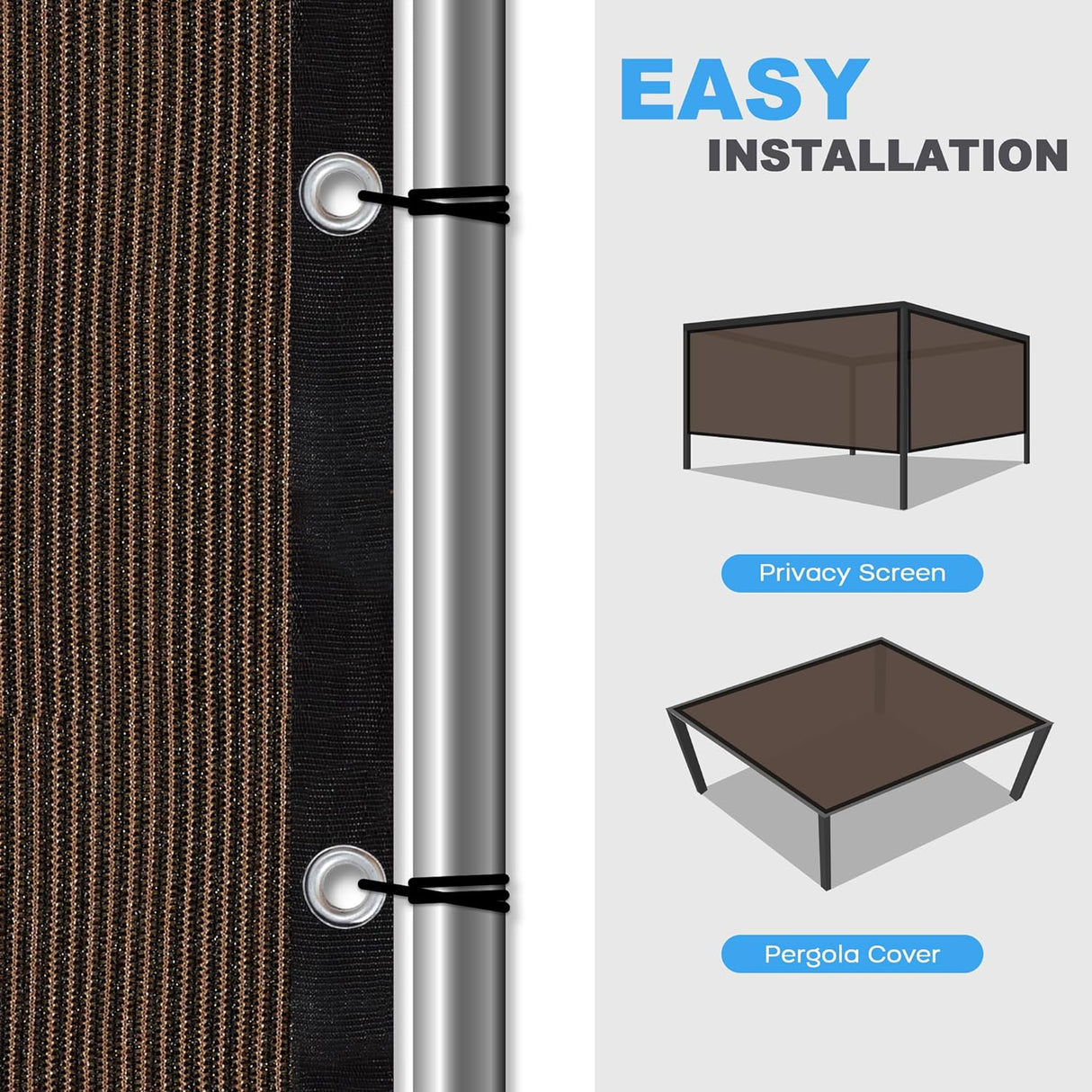 Vicllax Custom Sized 90% Sun Shade Fabric, Shade Cloth, Shade Privacy Panel