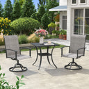 Vicllax 3 Pcs Outdoor Dining Set, 27.6" Square Bar Table and 2 Swivel Chairs