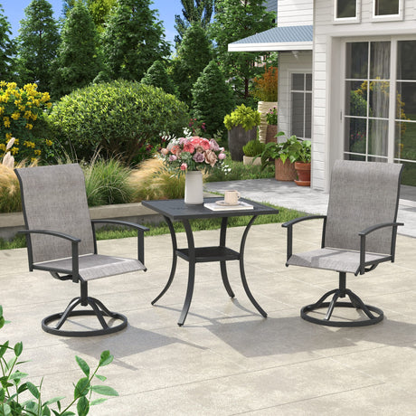 Vicllax 3 Pcs Outdoor Dining Set, 27.6" Square Bar Table and 2 Swivel Chairs