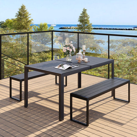 Vicllax Patio Dining Set, Outdoor Dining Table, Patio Benches, Patio Chairs
