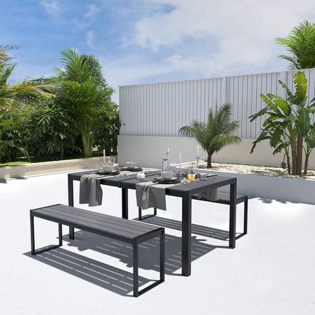 Vicllax Banco de exterior para jardín de césped, banco de jardín sin respaldo