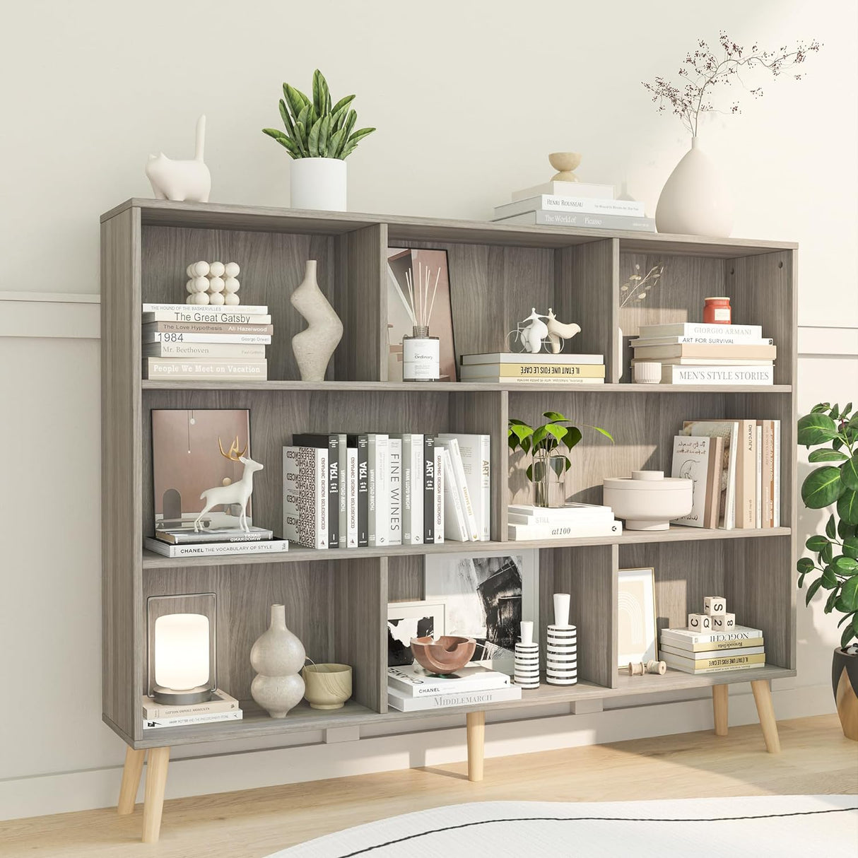 Vicllax Open Bookshelf with Legs, Storage Cube Floor Standing Display Shelf