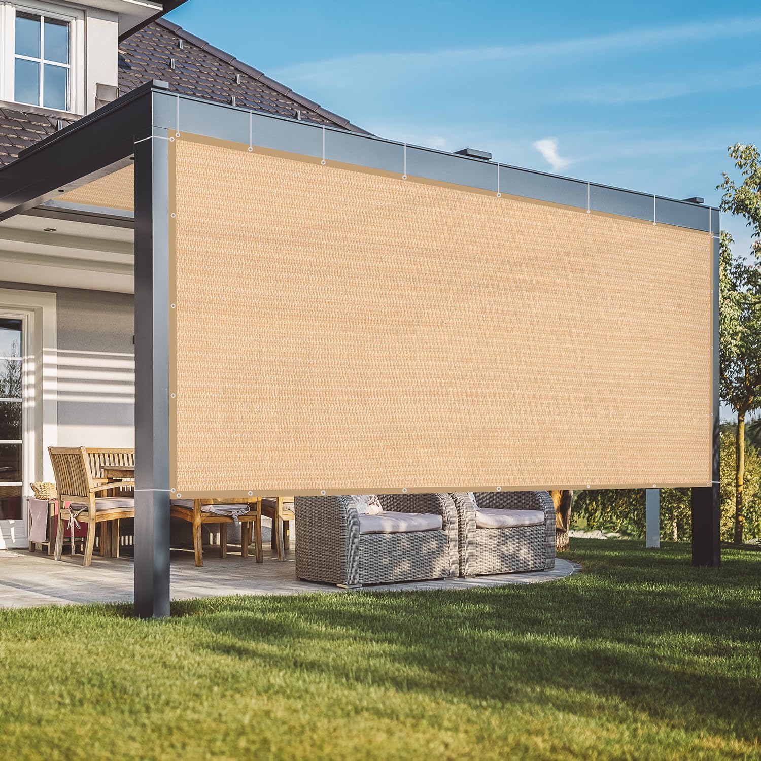 VICLLAX Shade Fabric Sun Shade Cloth Privacy Screen with Grommets for Patio Garden Pergola Cover Canopy