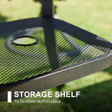 Vicllax Outdoor Round Metal Dining Table with Umbrella Hole for 4, 6