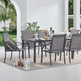 Vicllax Outdoor Patio Metal Dining Table for 4/6