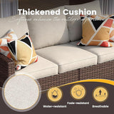 Vicllax Outdoor 5-Piece Wicker Sofa Set with Wicker Fire Table