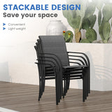 Vicllax 11 Pcs Outdoor Dining Set with 60“ Round Metal Table and Stackable Sling Chair