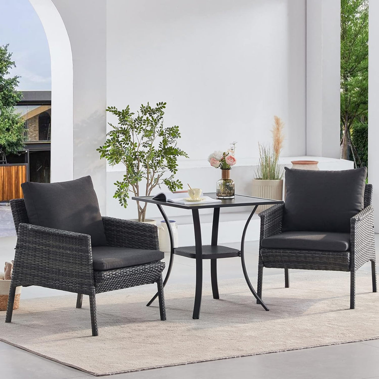 Vicllax Mesa cuadrada pequeña para exteriores, mesa de bistró para patio 