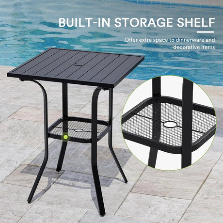 Vicllax 3/5 PCS Outdoor Swivel Bar Set, Patio Wicker Bar Chairs and Square Bar Table