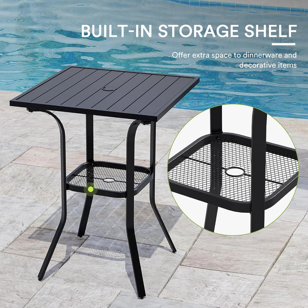 Vicllax 3/5 PCS Outdoor Swivel Bar Set, Patio Wicker Bar Chairs and Square Bar Table