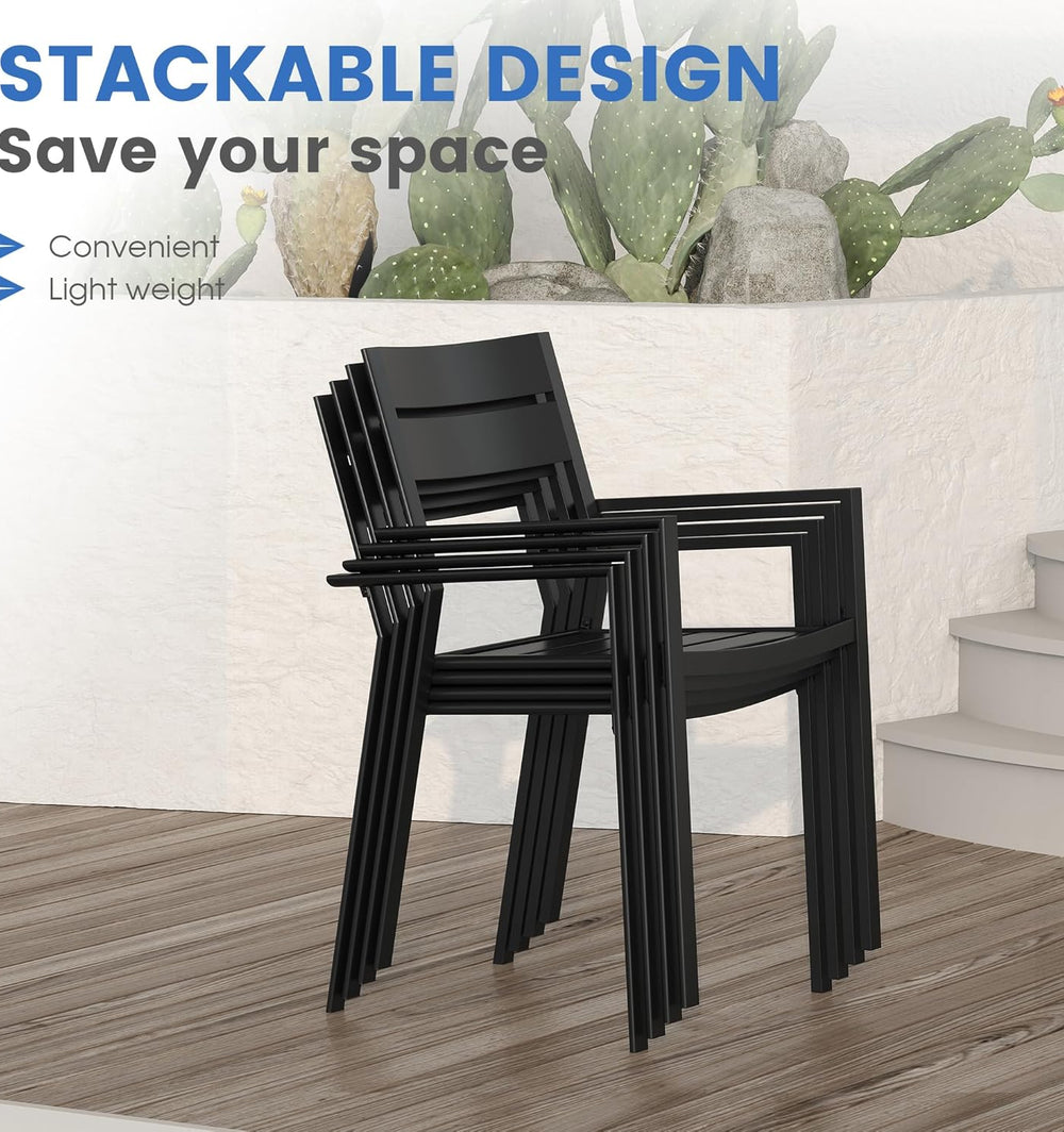 Vicllax Outdoor Patio Bistro Set of 2, Metal 27.6" Round Table and Stackable Dining Chair