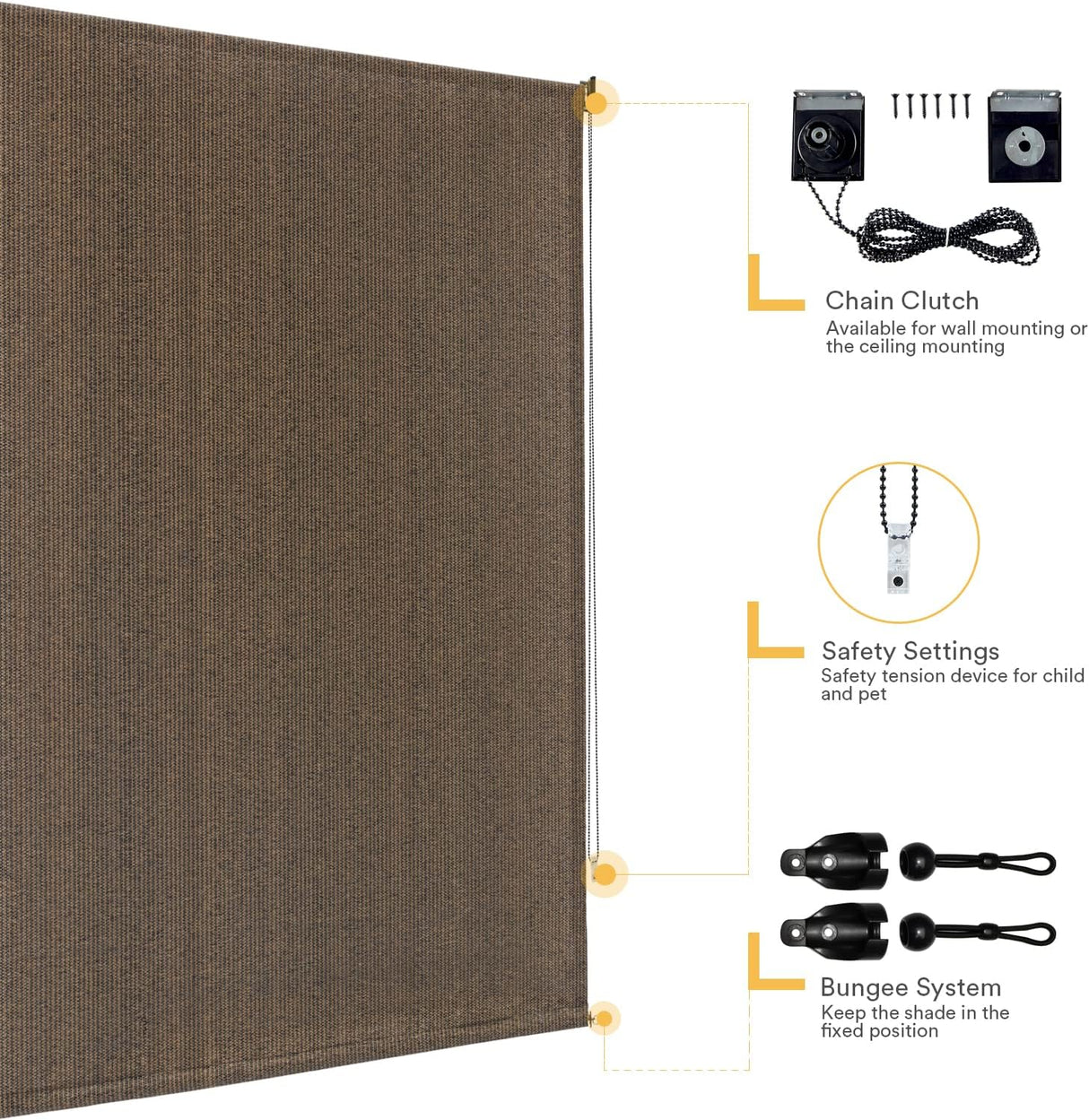 Vicllax Outdoor Sun Blocking Roller Shade, Patio Roll Up Shade Blinds