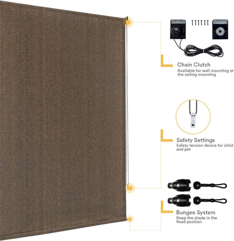 Vicllax Persianas enrollables con bloqueo solar para exteriores, persianas enrollables para patio