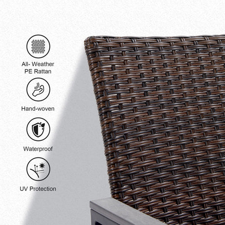 Vicllax Juego de comedor para patio de 5 piezas, mesa redonda para patio de 42" y sillas de mimbre para exterior 