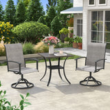 Vicllax 3 Pcs Outdoor Dining Set, 27.6" Square Bar Table and 2 Swivel Chairs