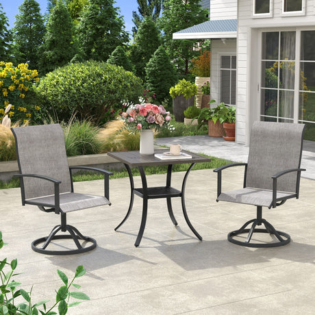 Vicllax 3 Pcs Outdoor Dining Set, 27.6" Square Bar Table and 2 Swivel Chairs