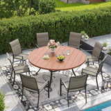 Vicllax 9/11 Pcs Outdoor Dining Set, 53"/ 60" Round Metal Table and Stackable Padded Chair