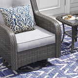Vicllax Patio Wicker Oasis Lounge Sofa, Swivel Chair with Side Table