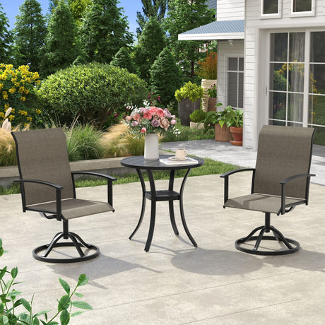 Vicllax 3 Pieces Outdoor Dining Set, 27.6" Round Bar Table and Swivel Chairs