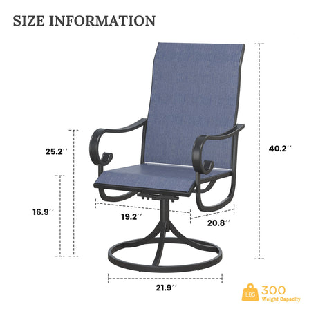 Vicllax Juego de sillas giratorias para patio de 2/4/6, silla de comedor giratoria de textileno para exteriores 