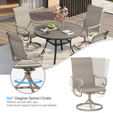 Vicllax 5/7 Pieces Patio Dining Set with Round Dining Table and Swivel Chairs