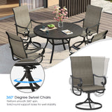 Vicllax 5/7 Pieces Patio Dining Set with Round Dining Table and Swivel Chairs