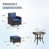 Vicllax 3/5 Pcs Garden Sofa Set, Wicker Outdoor Conversation Set with Sofa Chairs and Ottomans