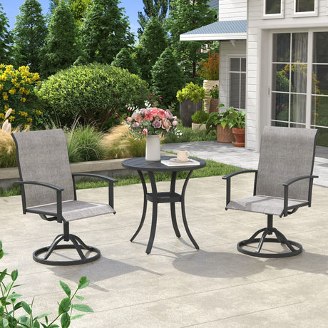 Vicllax 3 Pieces Outdoor Dining Set, 27.6" Round Bar Table and Swivel Chairs