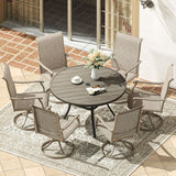 Vicllax 7 Pieces Outdoor Dining Set with 48" Round Dining Table and Swivel Chairs